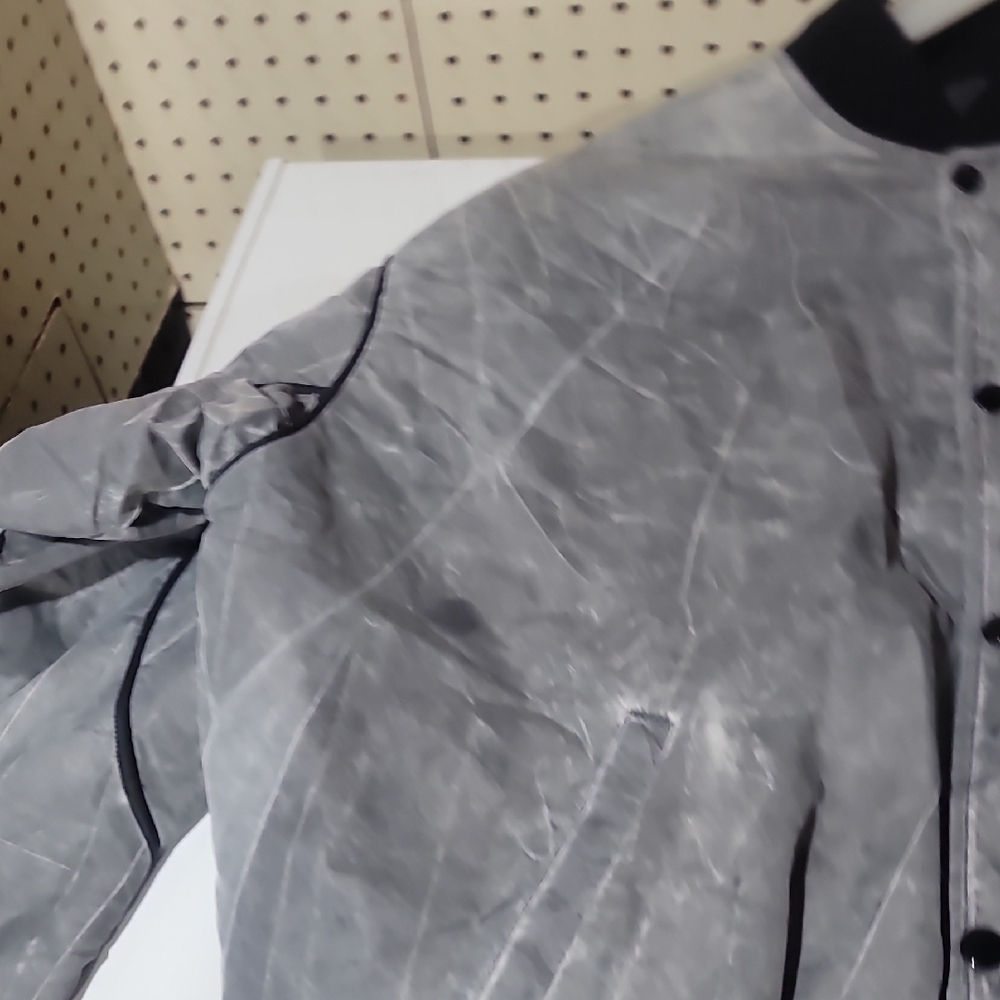Gray Acid Wash Vintage Raiders Starter Jacket Size L Black Trim - Picture 7 of 11